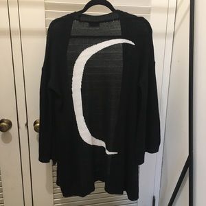 Black and White Moon Goth Bell Sleeve Sweater